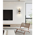 Travertine & Wood Wall Lamp
