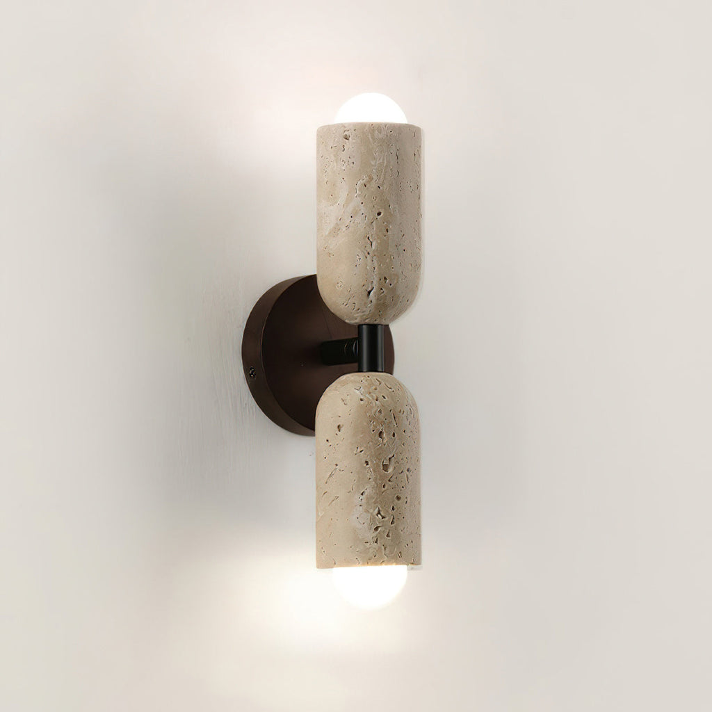 Travertine & Wood Wall Lamp