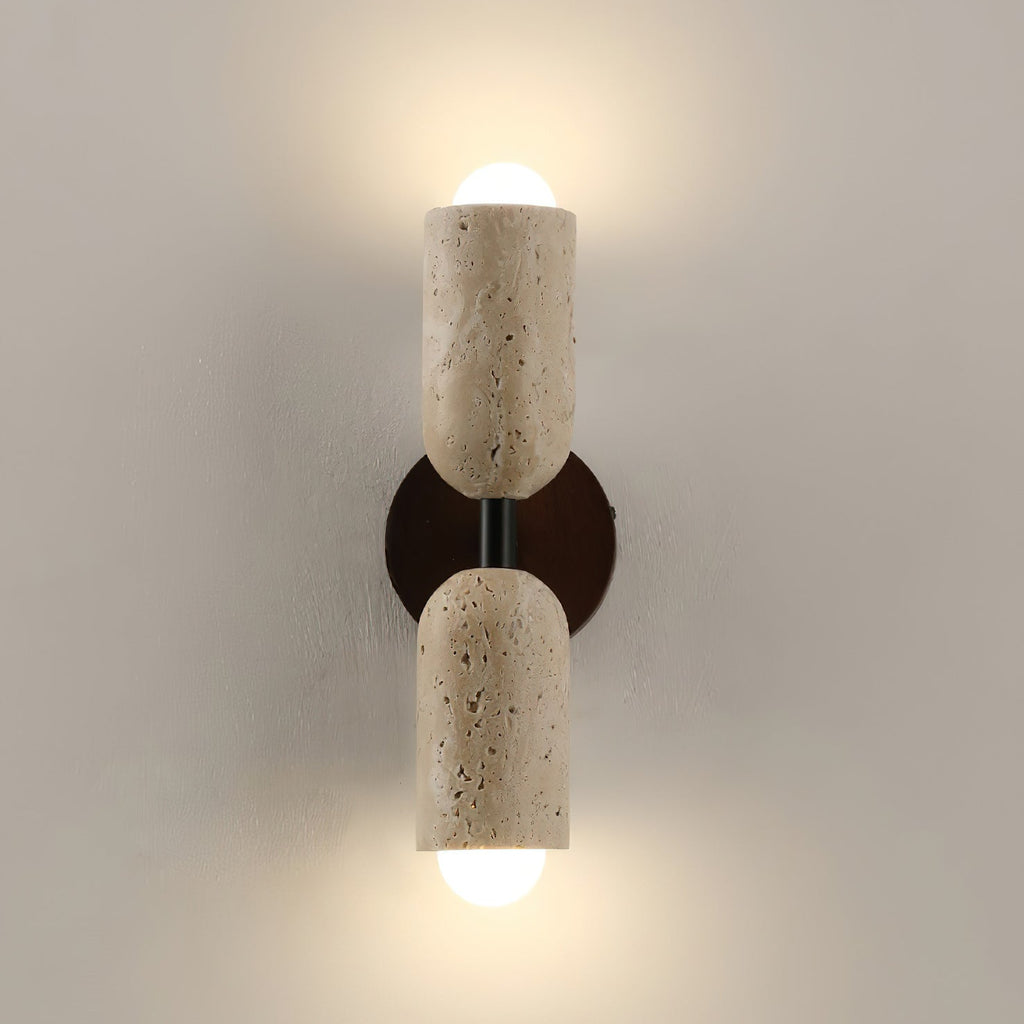 Travertine & Wood Wall Lamp