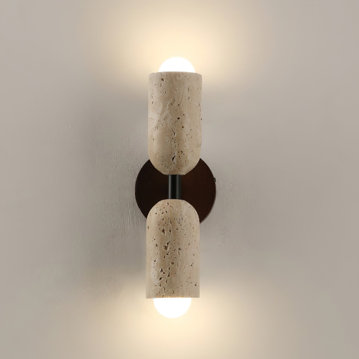 Travertine & Wood Wall Lamp