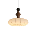 LichtSeide: Modern Pendant Light – Luxurious Fabric Lamp with Wood Details, Stylish for Bedroom & Lounge