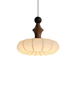 LichtSeide: Modern Pendant Light – Luxurious Fabric Lamp with Wood Details, Stylish for Bedroom & Lounge