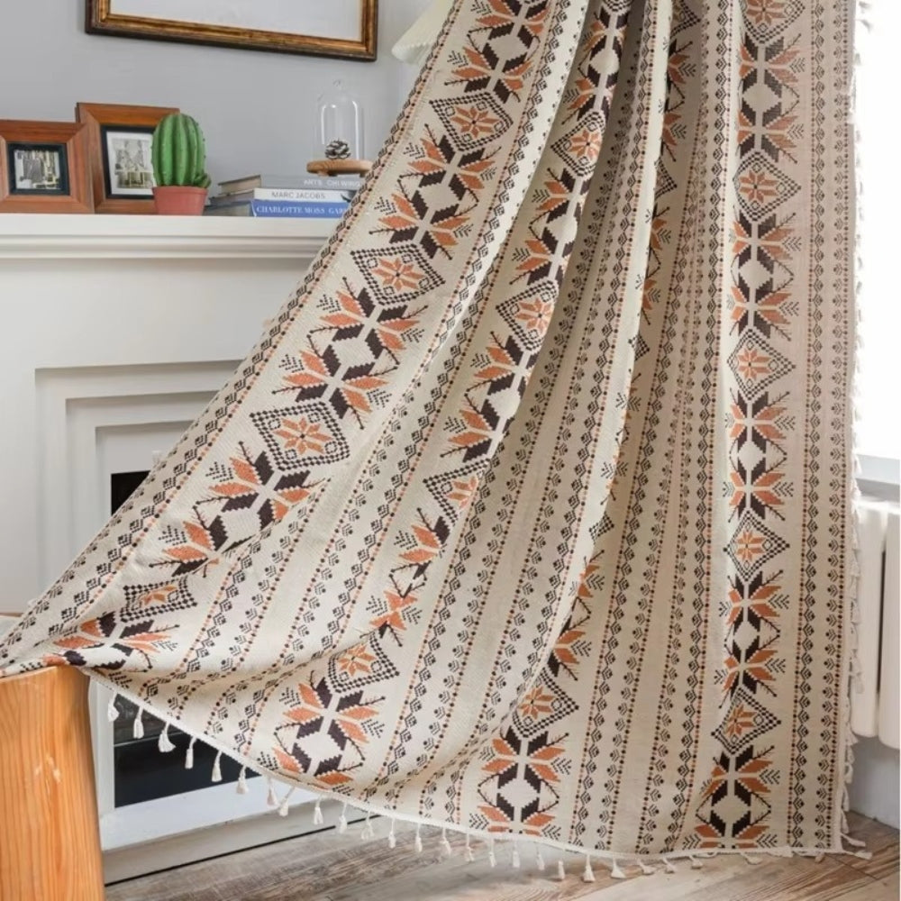 LightDream: Geometric Boho-Style Curtain with Tassels – Stylish & Easy to Care for Bedrooms