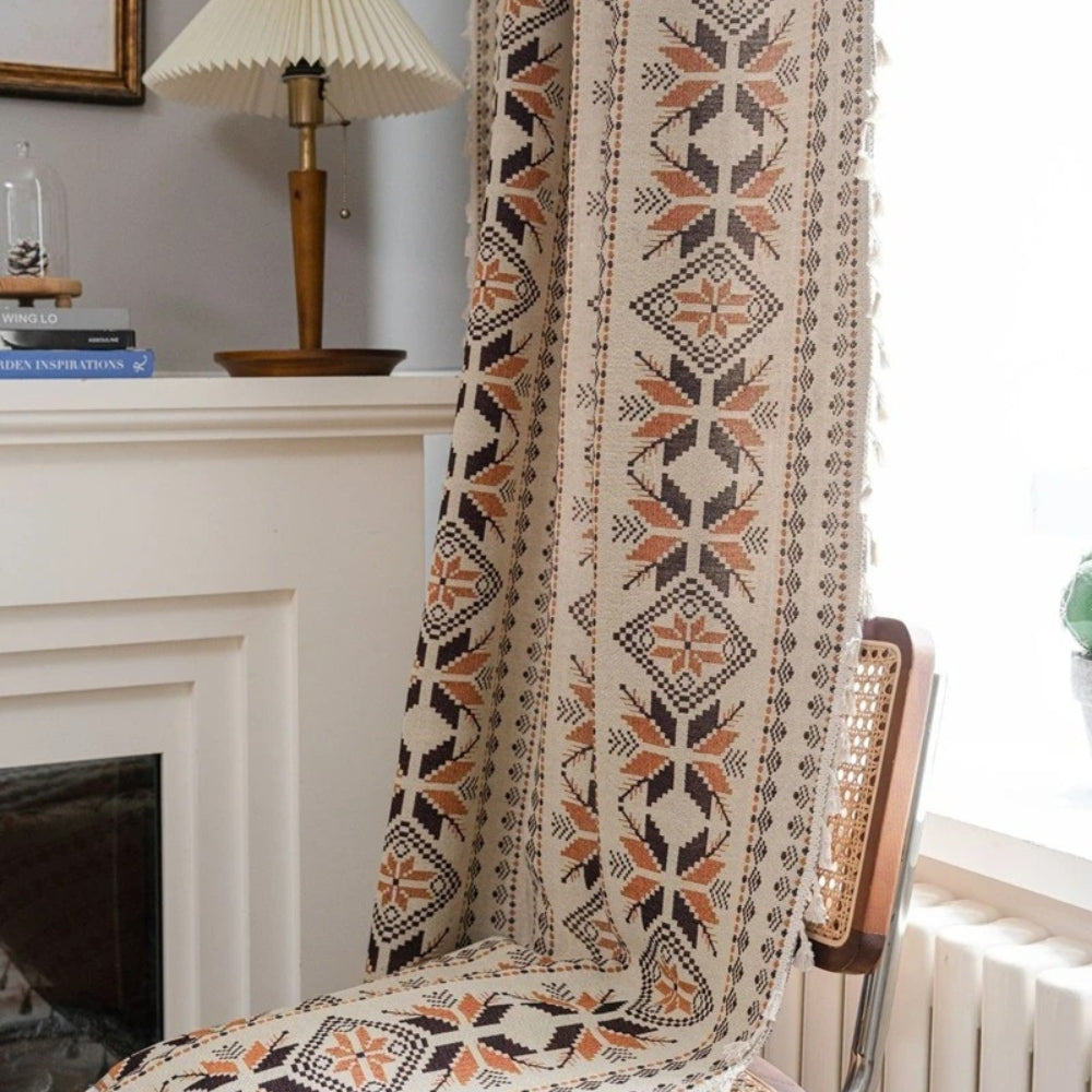 LightDream: Geometric Boho-Style Curtain with Tassels – Stylish & Easy to Care for Bedrooms