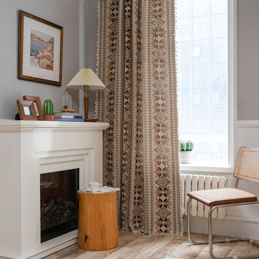 LightDream: Geometric Boho-Style Curtain with Tassels – Stylish & Easy to Care for Bedrooms