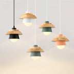 Lignora: Pendant Light Made of Wood & Stone with Textured Surface & Warm Light – for Living Areas & Bars