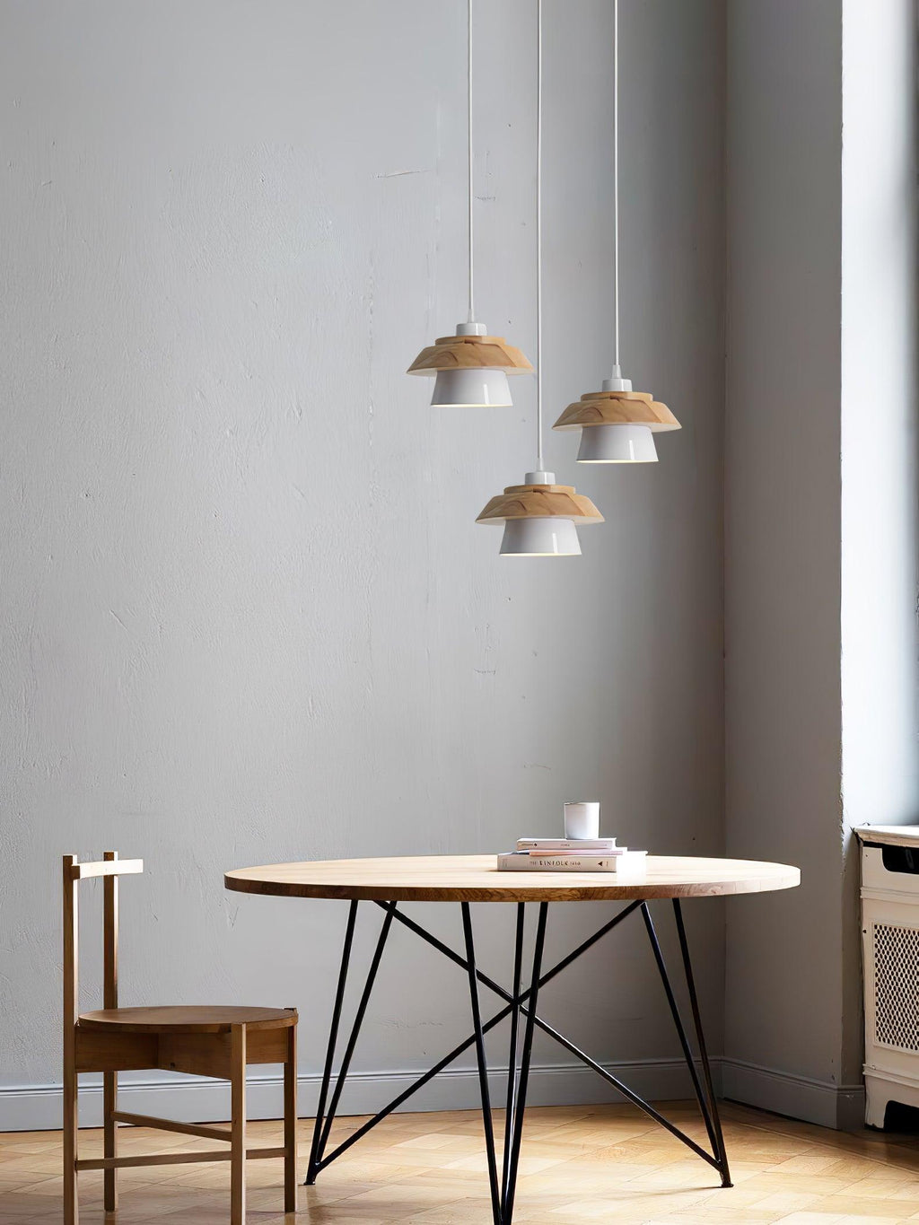 Lignora: Pendant Light Made of Wood & Stone with Textured Surface & Warm Light – for Living Areas & Bars