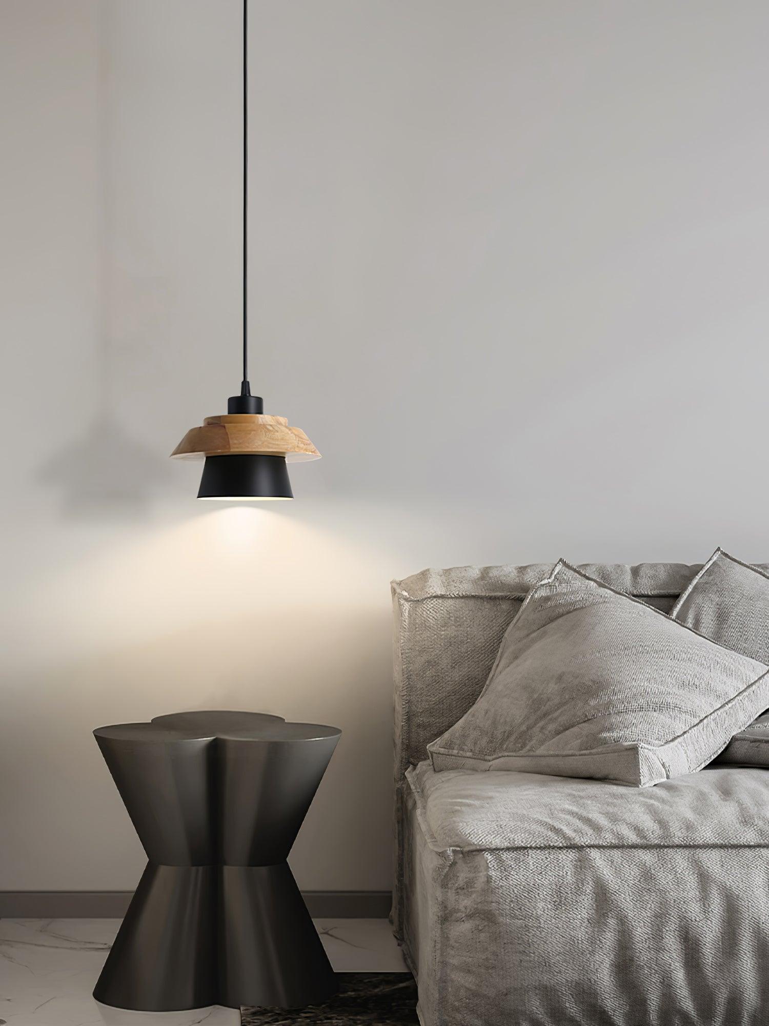 Lignora: Pendant Light Made of Wood & Stone with Textured Surface & Warm Light – for Living Areas & Bars