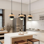 Lignora: Pendant Light Made of Wood & Stone with Textured Surface & Warm Light – for Living Areas & Bars