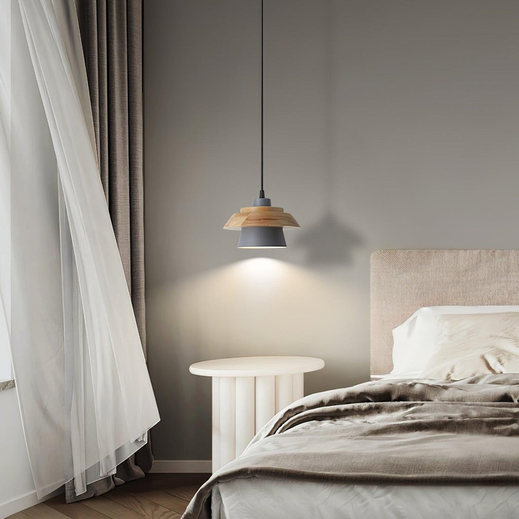 Lignora: Pendant Light Made of Wood & Stone with Textured Surface & Warm Light – for Living Areas & Bars