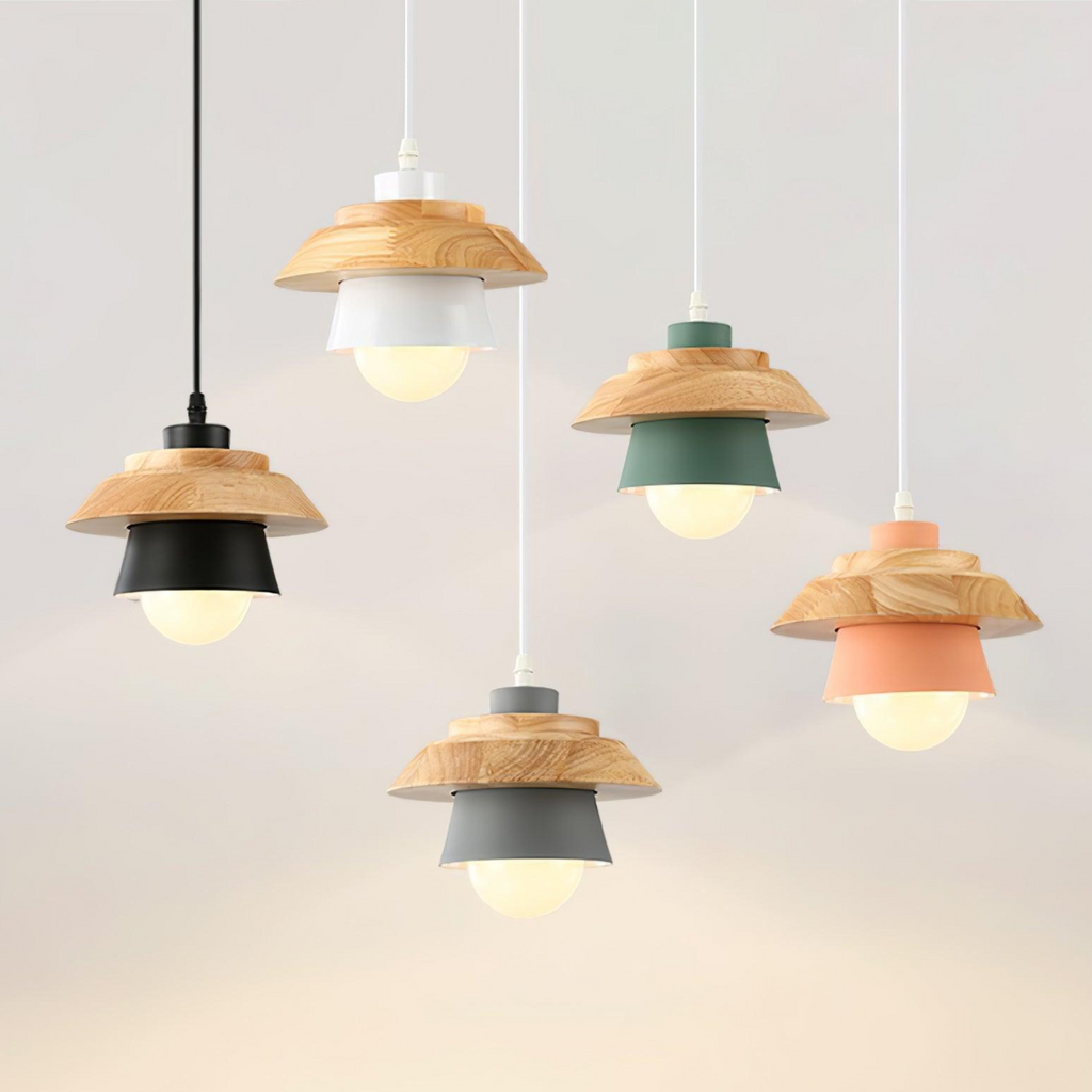 Lignora: Pendant Light Made of Wood & Stone with Textured Surface & Warm Light – for Living Areas & Bars