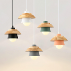 Lignora: Pendant Light Made of Wood & Stone with Textured Surface & Warm Light – for Living Areas & Bars