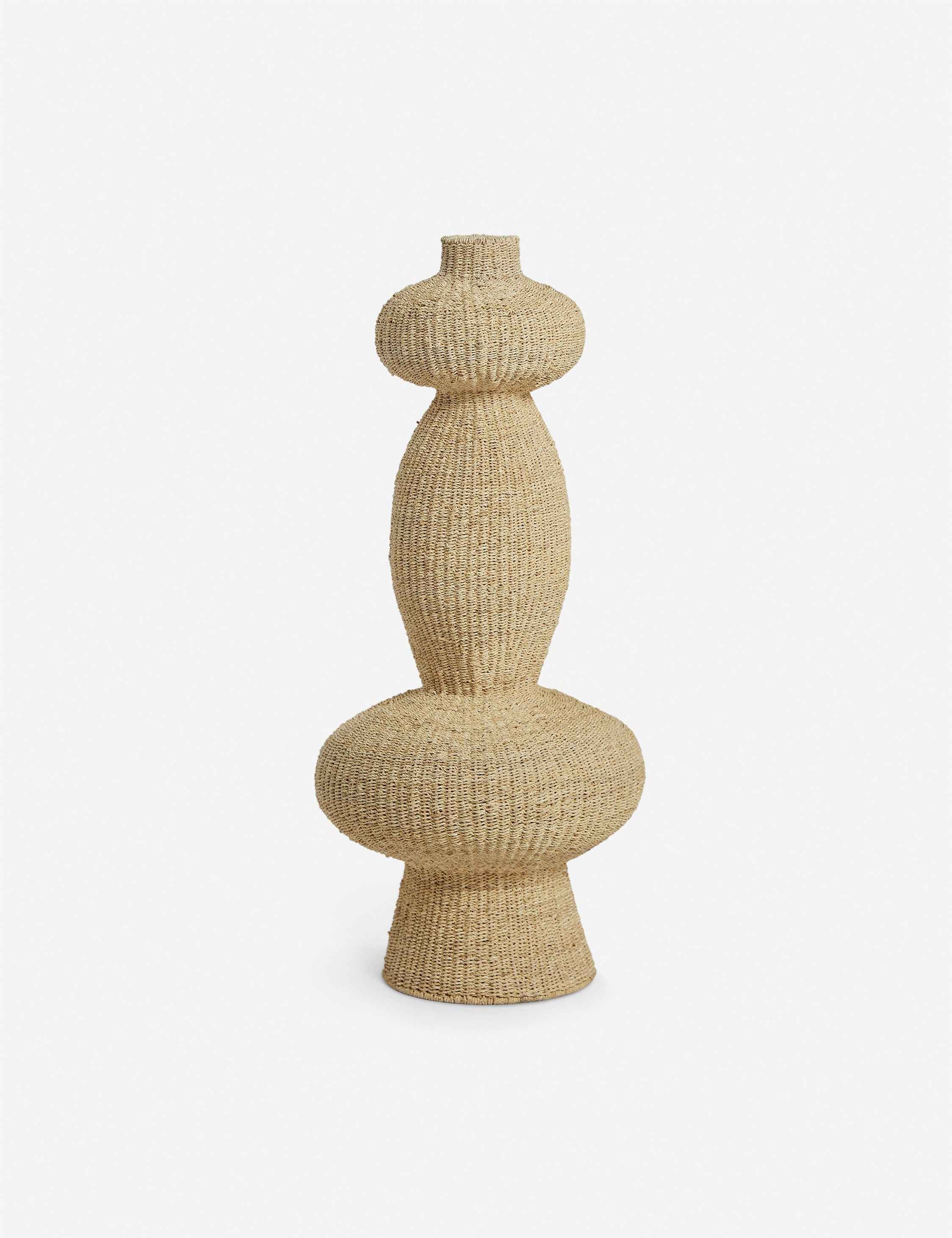Luna Decorative Floor Vase | Artisanal Weave, Natural Fiber
