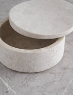 Bela Limestone Bath Accessory | Etched Stone Surface