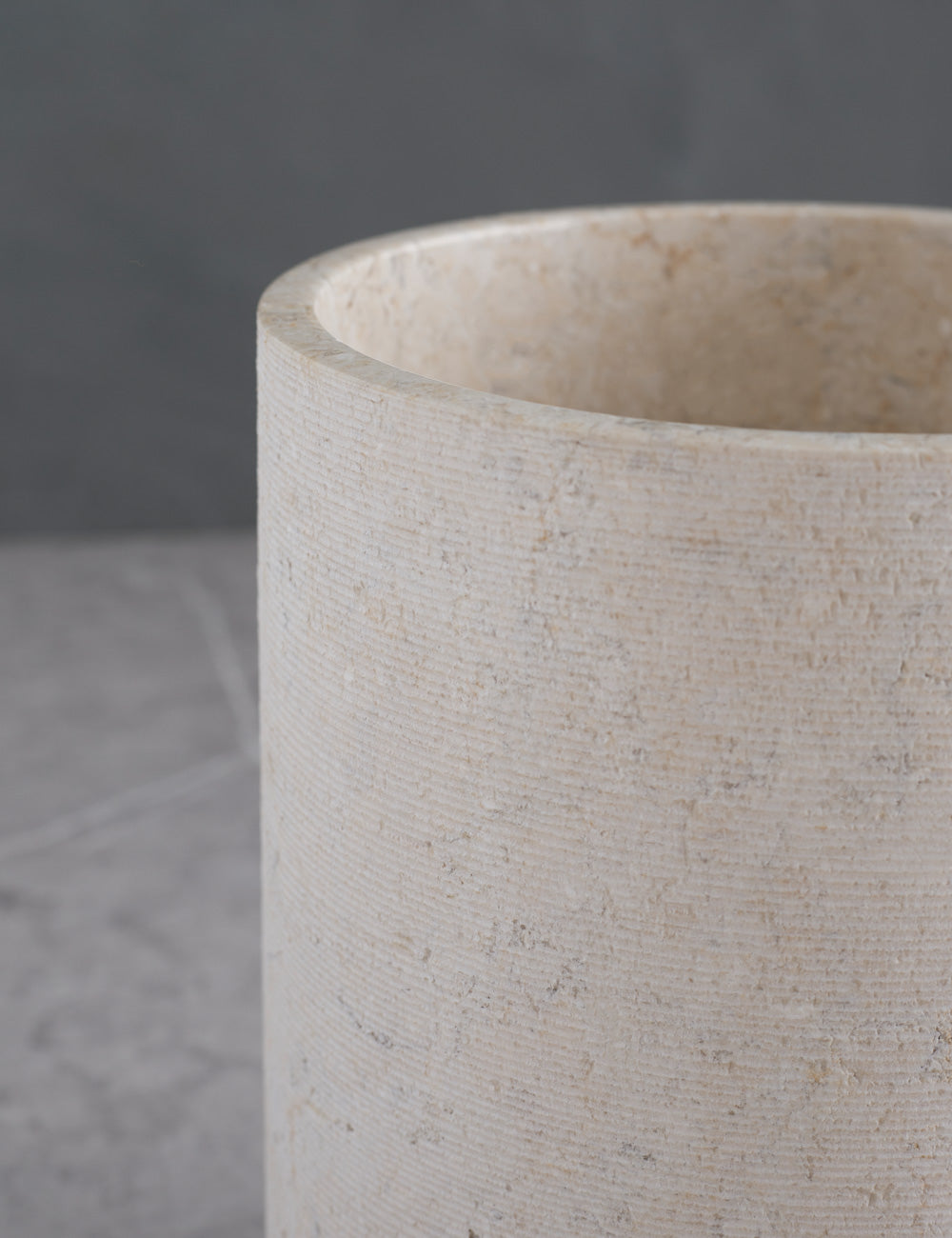Bela Limestone Bath Accessory | Etched Stone Surface