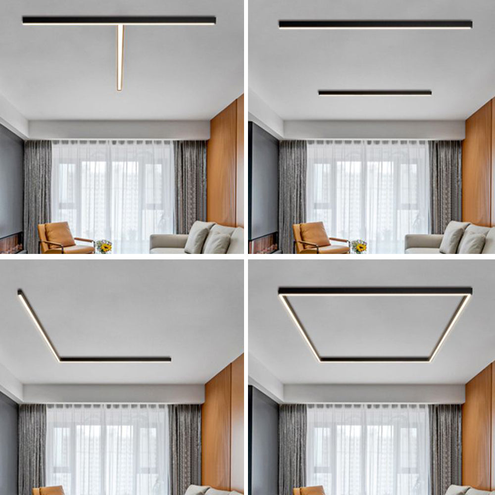 Linearo: Modern LED Ceiling Light – Linear Metal Lamp in Black for Living Room & Bedroom