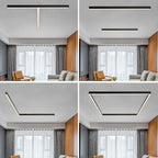 Linearo: Modern LED Ceiling Light – Linear Metal Lamp in Black for Living Room & Bedroom