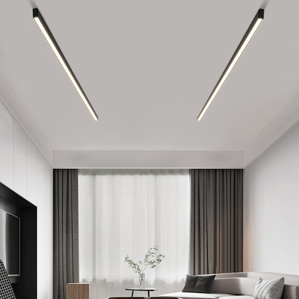 Linearo: Modern LED Ceiling Light – Linear Metal Lamp in Black for Living Room & Bedroom