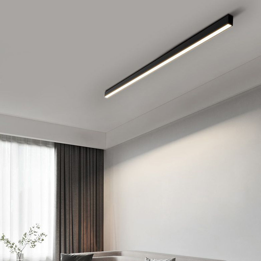 Linearo: Modern LED Ceiling Light – Linear Metal Lamp in Black for Living Room & Bedroom