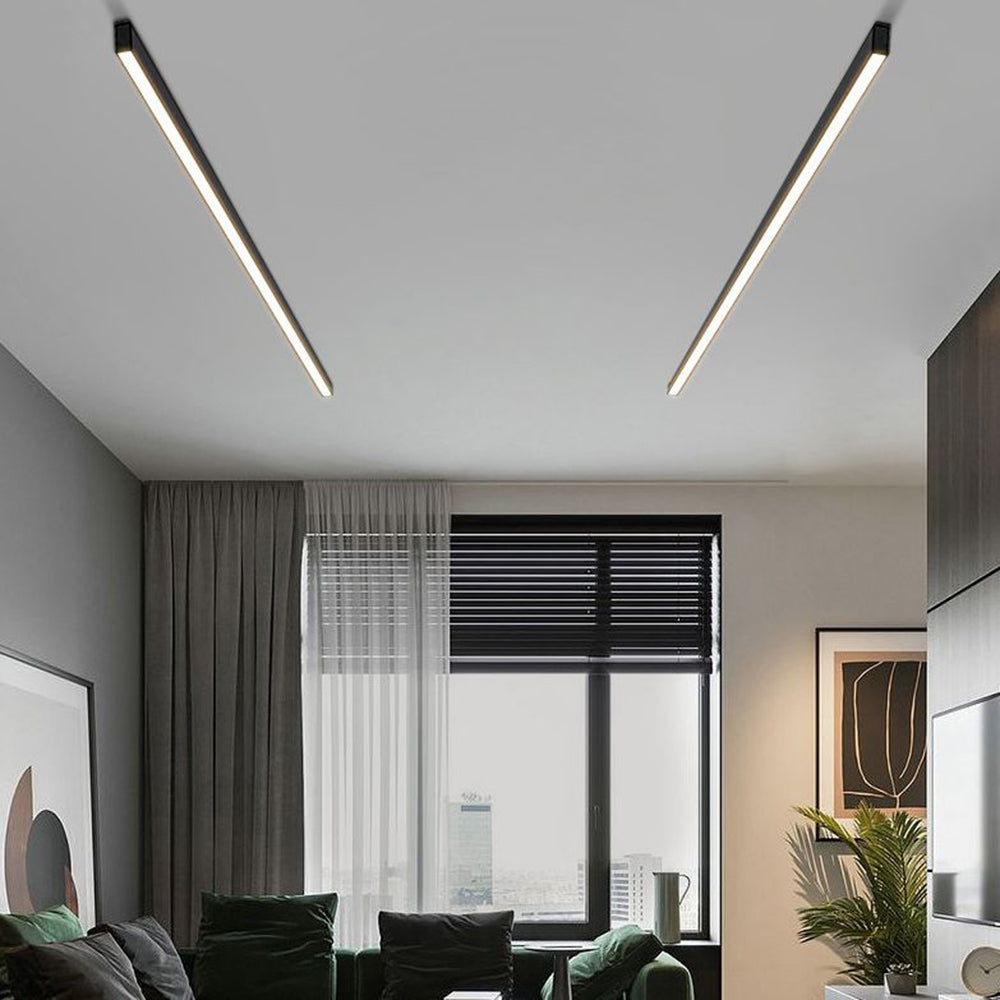 Linearo: Modern LED Ceiling Light – Linear Metal Lamp in Black for Living Room & Bedroom