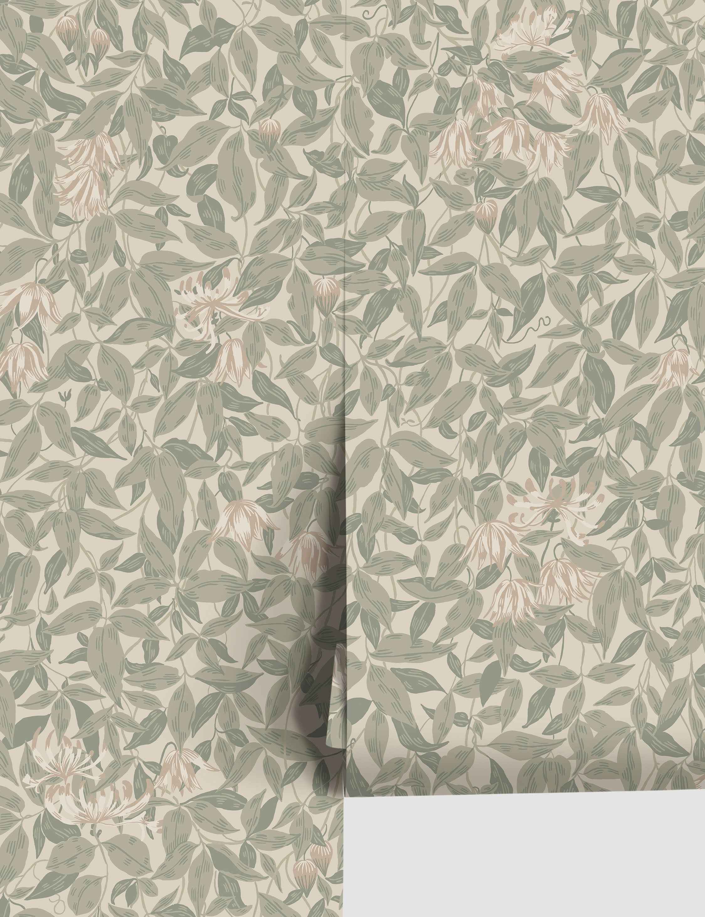 Livia Wallpaper | Floral Clematis & Honeysuckle Design