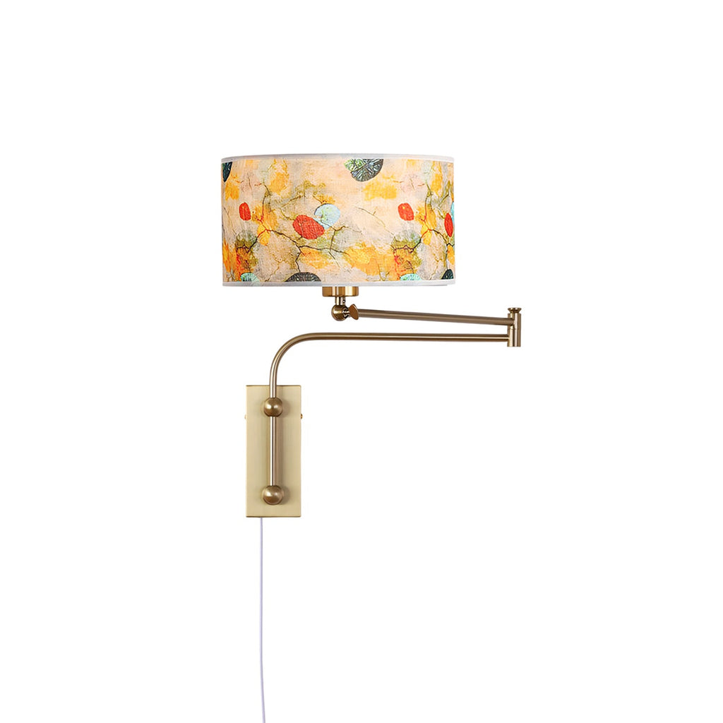 Patterned Fabric Plug-In Swing-Arm Wall Sconce