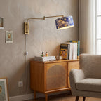 Patterned Fabric Plug-In Swing-Arm Wall Sconce