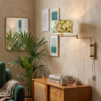 Patterned Fabric Plug-In Swing-Arm Wall Sconce