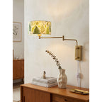 Patterned Fabric Plug-In Swing-Arm Wall Sconce