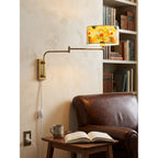 Patterned Fabric Plug-In Swing-Arm Wall Sconce