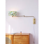 Patterned Fabric Plug-In Swing-Arm Wall Sconce