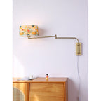 Patterned Fabric Plug-In Swing-Arm Wall Sconce