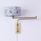 Patterned Fabric Plug-In Swing-Arm Wall Sconce