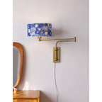 Patterned Fabric Plug-In Swing-Arm Wall Sconce