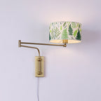 Patterned Fabric Plug-In Swing-Arm Wall Sconce