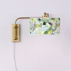 Patterned Fabric Plug-In Swing-Arm Wall Sconce