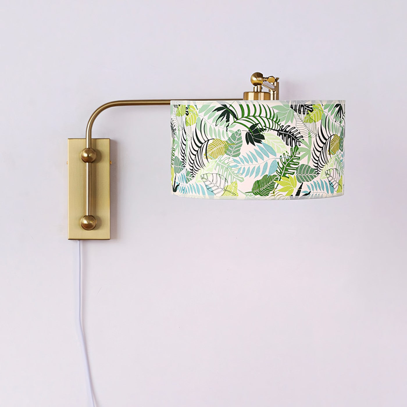 Patterned Fabric Plug-In Swing-Arm Wall Sconce