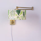 Patterned Fabric Plug-In Swing-Arm Wall Sconce
