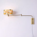 Patterned Fabric Plug-In Swing-Arm Wall Sconce