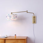 Patterned Fabric Plug-In Swing-Arm Wall Sconce