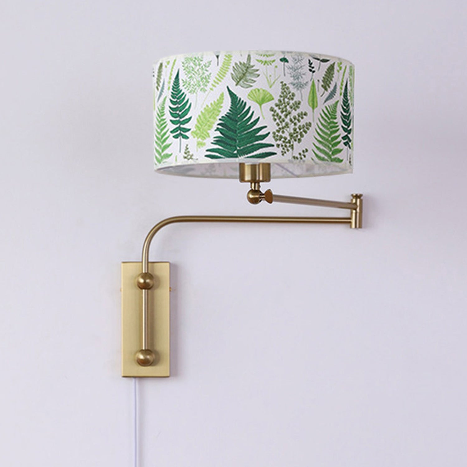 Patterned Fabric Plug-In Swing-Arm Wall Sconce