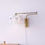 Patterned Fabric Plug-In Swing-Arm Wall Sconce