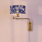 Patterned Fabric Plug-In Swing-Arm Wall Sconce