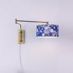 Patterned Fabric Plug-In Swing-Arm Wall Sconce