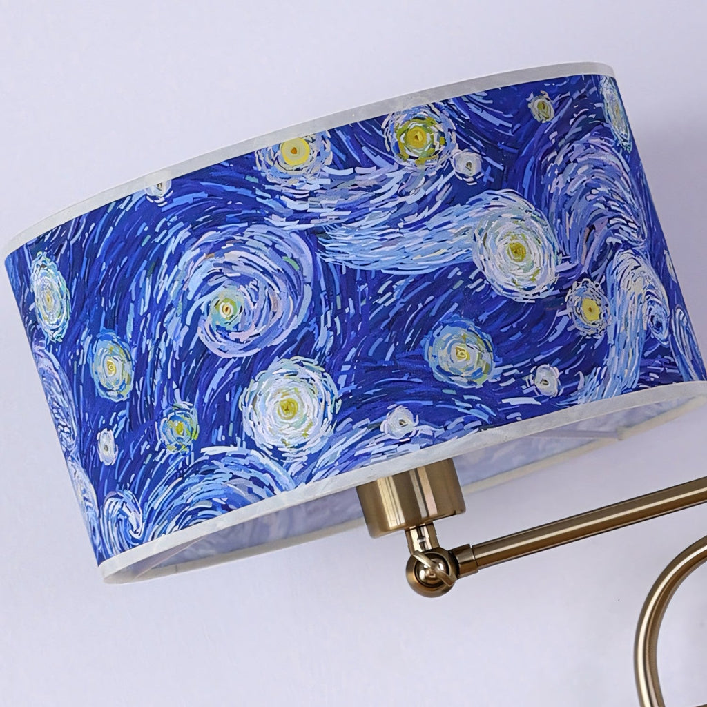 Patterned Fabric Plug-In Swing-Arm Wall Sconce