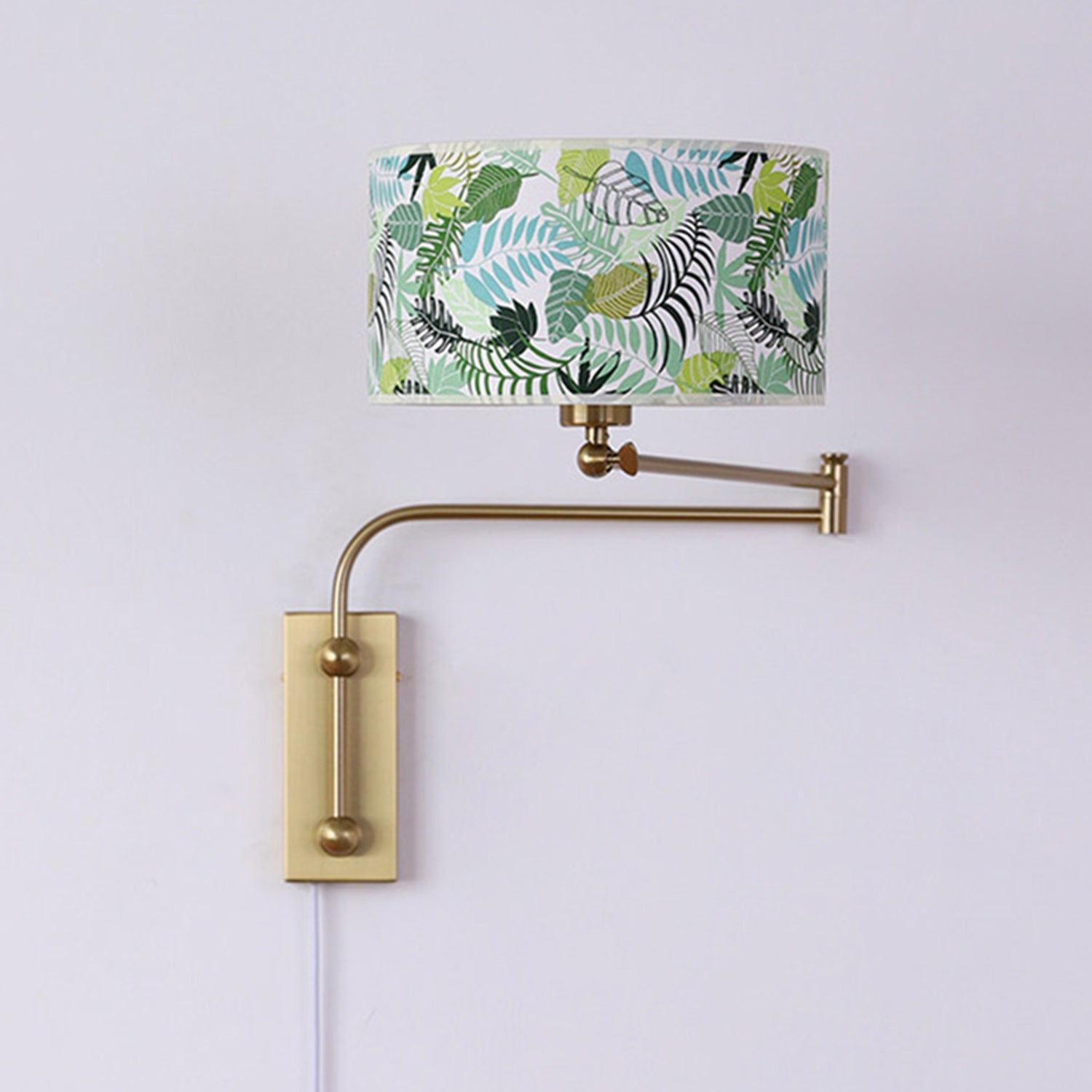Patterned Fabric Plug-In Swing-Arm Wall Sconce