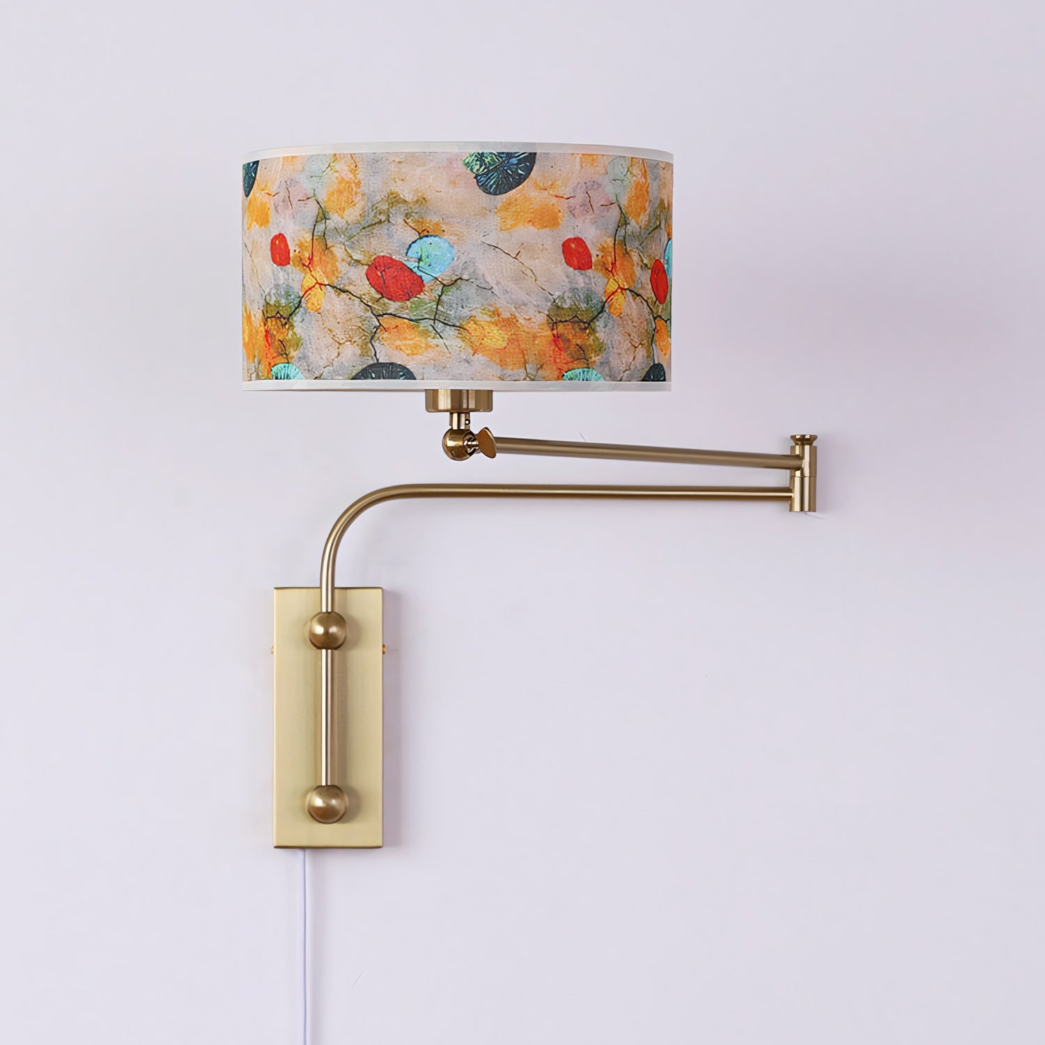 Patterned Fabric Plug-In Swing-Arm Wall Sconce