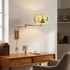 Patterned Fabric Plug-In Swing-Arm Wall Sconce