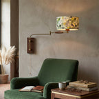 Patterned Fabric Drum Swing-Arm Wall Sconce