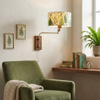 Patterned Fabric Drum Swing-Arm Wall Sconce